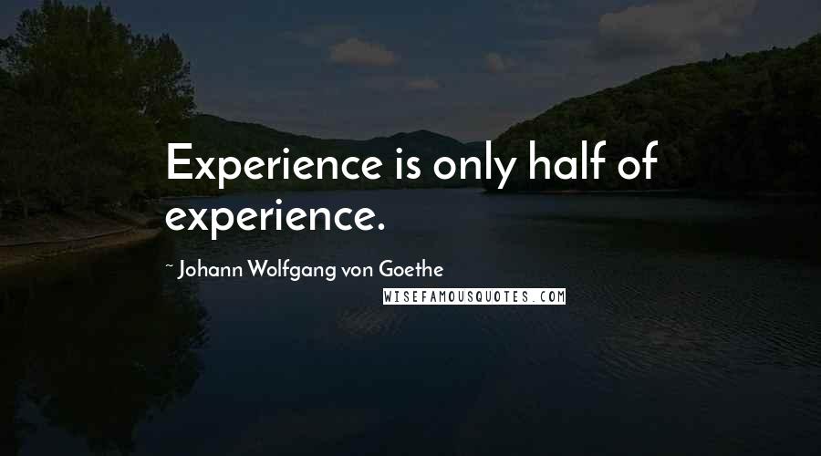 Johann Wolfgang Von Goethe Quotes: Experience is only half of experience.