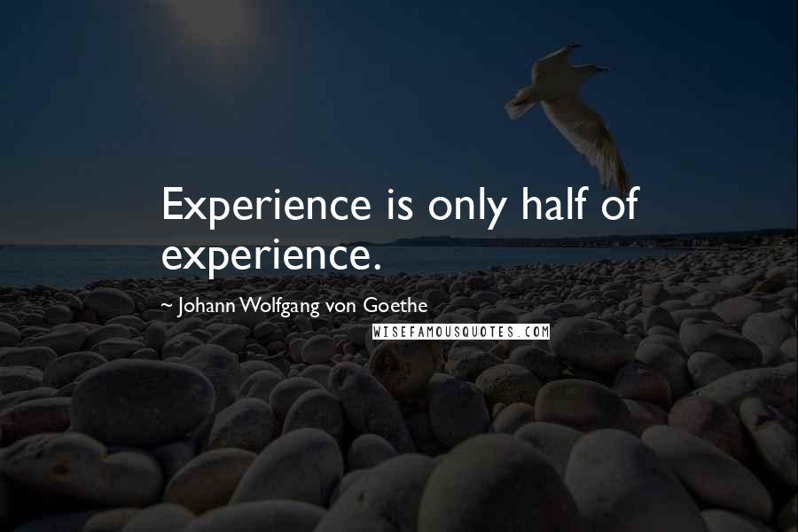 Johann Wolfgang Von Goethe Quotes: Experience is only half of experience.