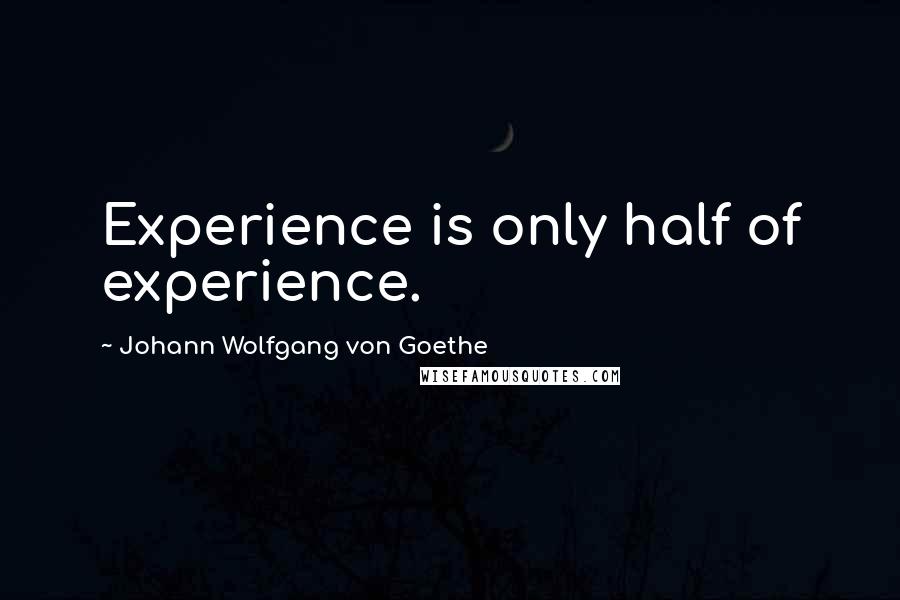 Johann Wolfgang Von Goethe Quotes: Experience is only half of experience.