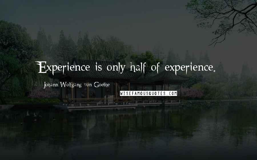 Johann Wolfgang Von Goethe Quotes: Experience is only half of experience.