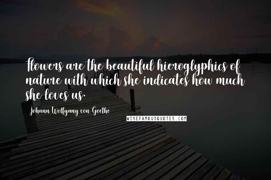 Johann Wolfgang Von Goethe Quotes: Flowers are the beautiful hieroglyphics of nature with which she indicates how much she loves us.