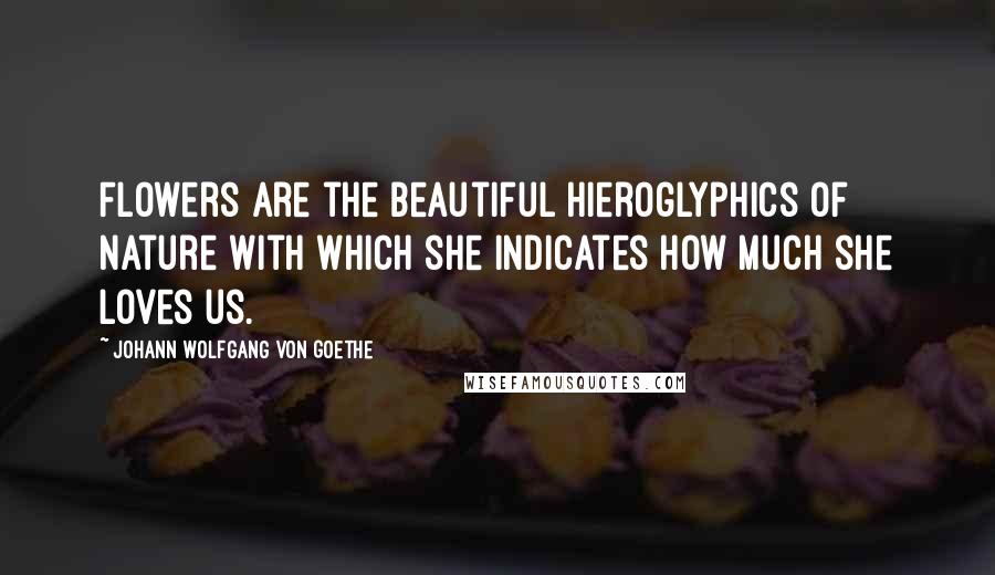 Johann Wolfgang Von Goethe Quotes: Flowers are the beautiful hieroglyphics of nature with which she indicates how much she loves us.