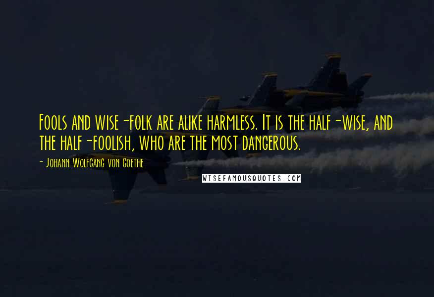 Johann Wolfgang Von Goethe Quotes: Fools and wise-folk are alike harmless. It is the half-wise, and the half-foolish, who are the most dangerous.
