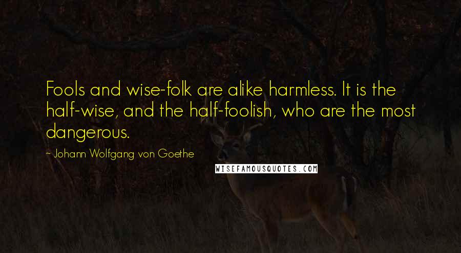 Johann Wolfgang Von Goethe Quotes: Fools and wise-folk are alike harmless. It is the half-wise, and the half-foolish, who are the most dangerous.