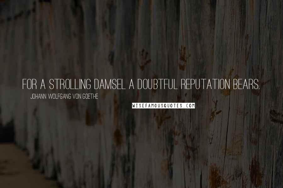 Johann Wolfgang Von Goethe Quotes: For a strolling damsel a doubtful reputation bears.