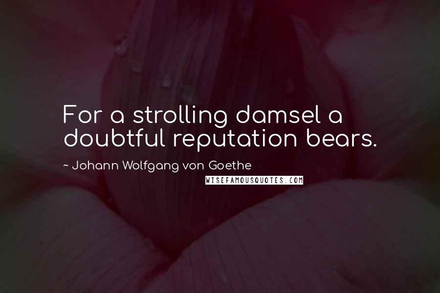 Johann Wolfgang Von Goethe Quotes: For a strolling damsel a doubtful reputation bears.
