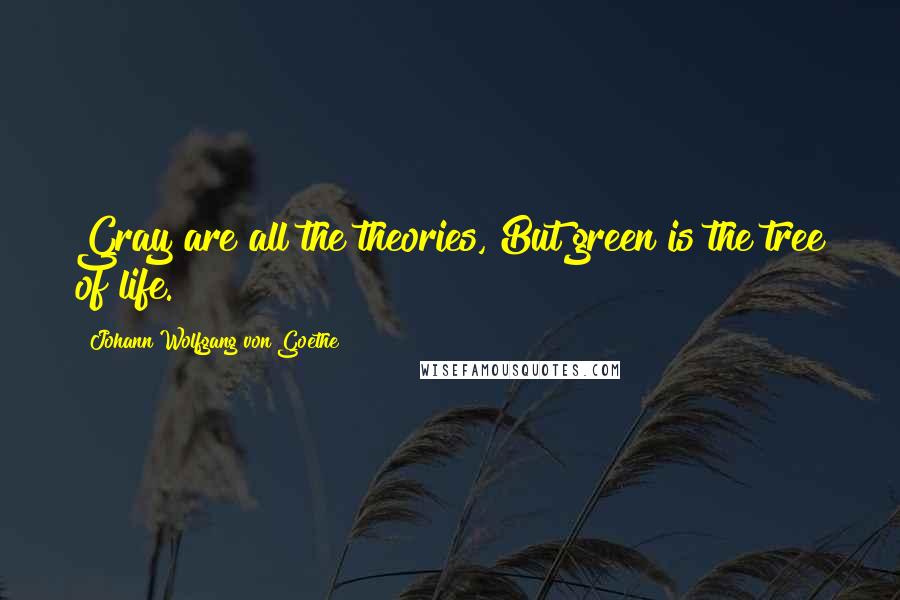 Johann Wolfgang Von Goethe Quotes: Gray are all the theories, But green is the tree of life.