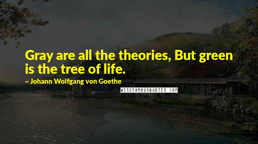 Johann Wolfgang Von Goethe Quotes: Gray are all the theories, But green is the tree of life.