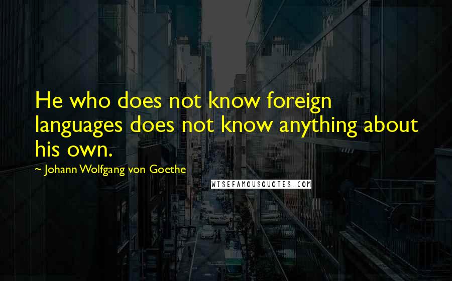 Johann Wolfgang Von Goethe Quotes: He who does not know foreign languages does not know anything about his own.
