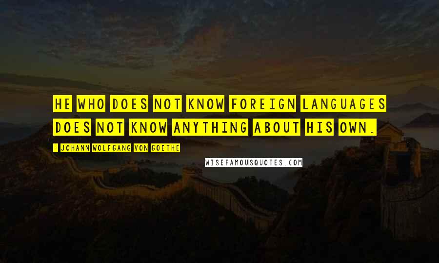 Johann Wolfgang Von Goethe Quotes: He who does not know foreign languages does not know anything about his own.