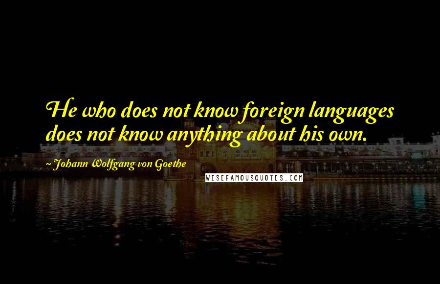 Johann Wolfgang Von Goethe Quotes: He who does not know foreign languages does not know anything about his own.