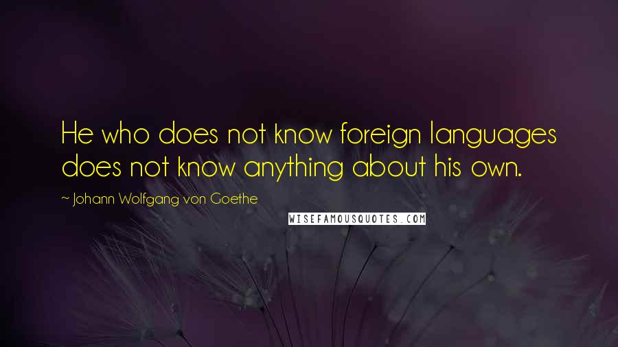 Johann Wolfgang Von Goethe Quotes: He who does not know foreign languages does not know anything about his own.