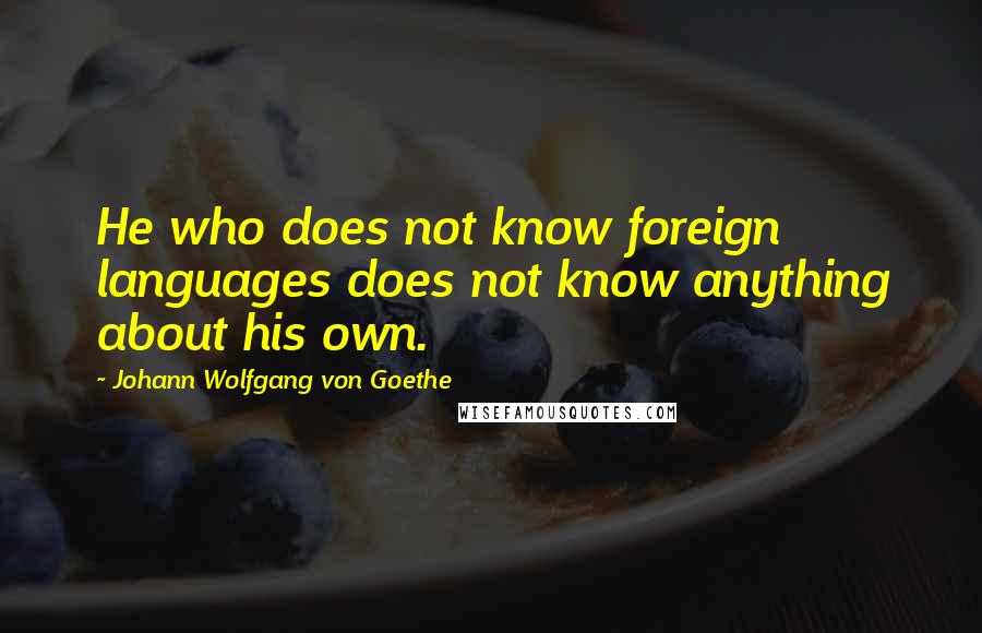 Johann Wolfgang Von Goethe Quotes: He who does not know foreign languages does not know anything about his own.