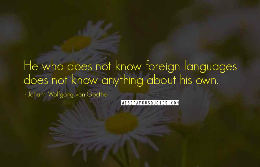 Johann Wolfgang Von Goethe Quotes: He who does not know foreign languages does not know anything about his own.