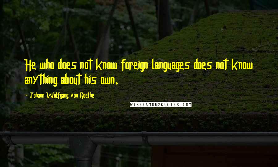 Johann Wolfgang Von Goethe Quotes: He who does not know foreign languages does not know anything about his own.