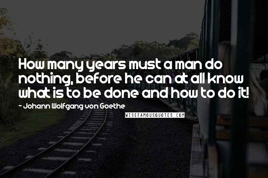 Johann Wolfgang Von Goethe Quotes: How many years must a man do nothing, before he can at all know what is to be done and how to do it!