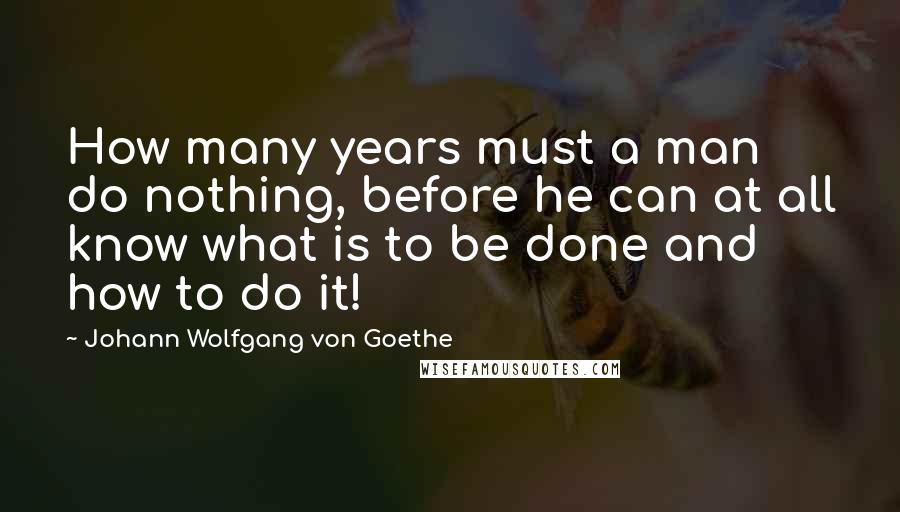 Johann Wolfgang Von Goethe Quotes: How many years must a man do nothing, before he can at all know what is to be done and how to do it!