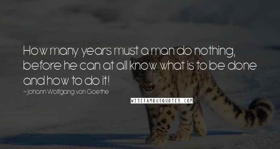 Johann Wolfgang Von Goethe Quotes: How many years must a man do nothing, before he can at all know what is to be done and how to do it!