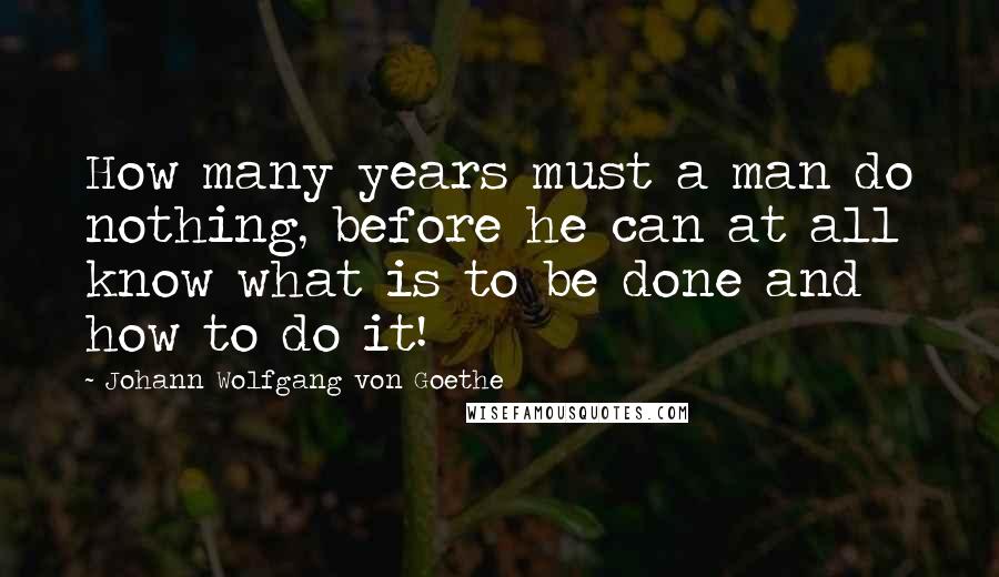 Johann Wolfgang Von Goethe Quotes: How many years must a man do nothing, before he can at all know what is to be done and how to do it!