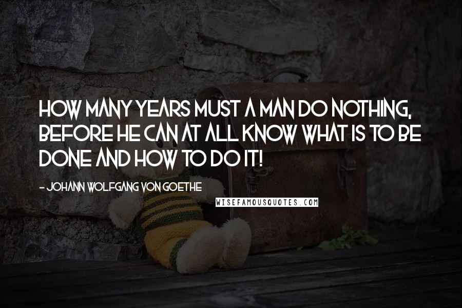 Johann Wolfgang Von Goethe Quotes: How many years must a man do nothing, before he can at all know what is to be done and how to do it!