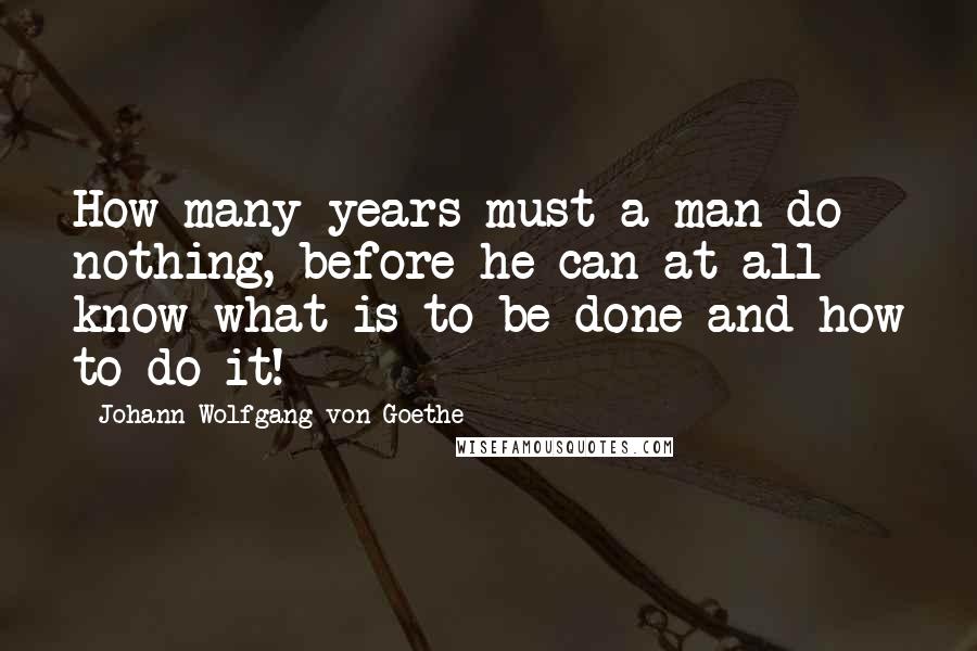 Johann Wolfgang Von Goethe Quotes: How many years must a man do nothing, before he can at all know what is to be done and how to do it!