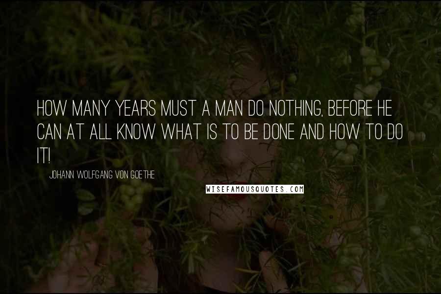 Johann Wolfgang Von Goethe Quotes: How many years must a man do nothing, before he can at all know what is to be done and how to do it!