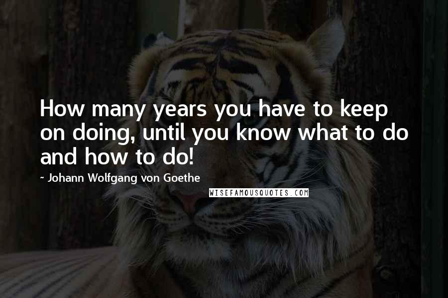 Johann Wolfgang Von Goethe Quotes: How many years you have to keep on doing, until you know what to do and how to do!