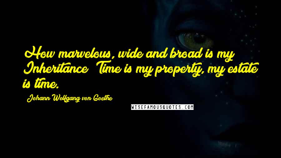 Johann Wolfgang Von Goethe Quotes: How marvelous, wide and broad is my Inheritance! Time is my property, my estate is time.