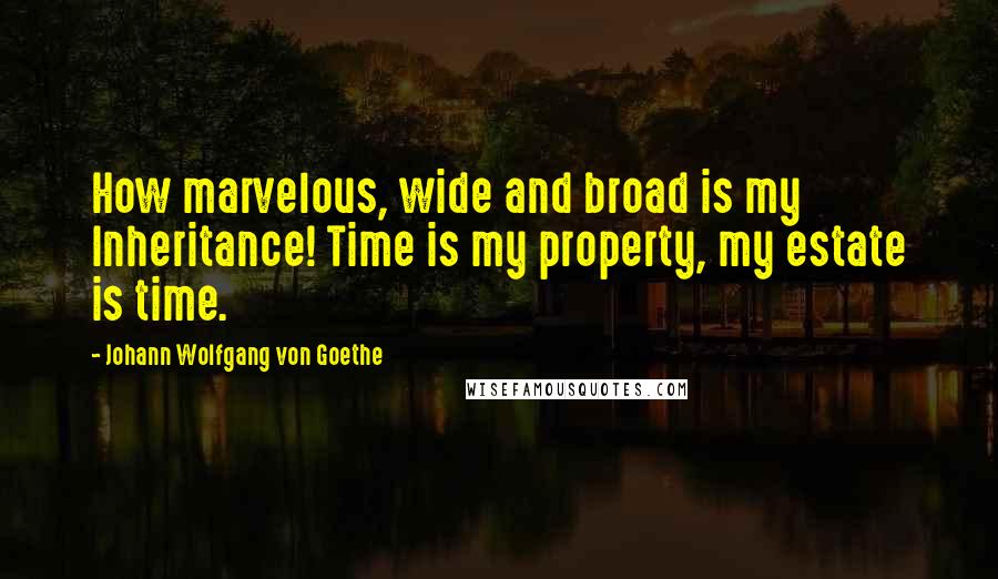 Johann Wolfgang Von Goethe Quotes: How marvelous, wide and broad is my Inheritance! Time is my property, my estate is time.