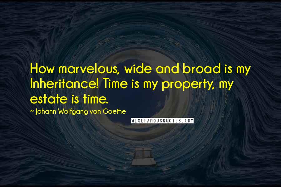 Johann Wolfgang Von Goethe Quotes: How marvelous, wide and broad is my Inheritance! Time is my property, my estate is time.