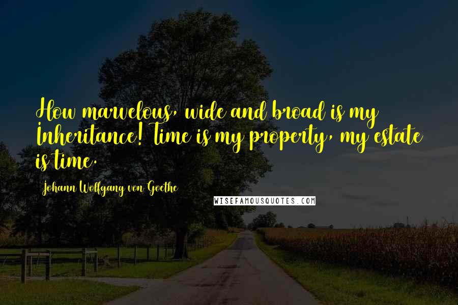 Johann Wolfgang Von Goethe Quotes: How marvelous, wide and broad is my Inheritance! Time is my property, my estate is time.