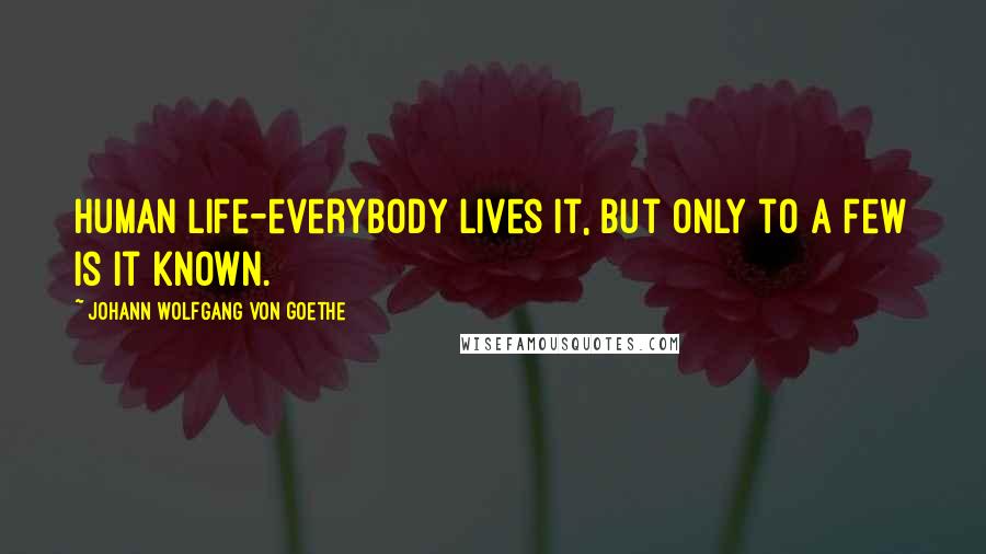 Johann Wolfgang Von Goethe Quotes: Human life-everybody lives it, but only to a few is it known.