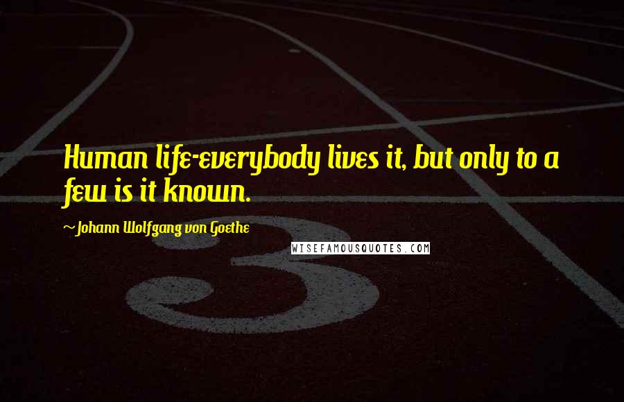 Johann Wolfgang Von Goethe Quotes: Human life-everybody lives it, but only to a few is it known.