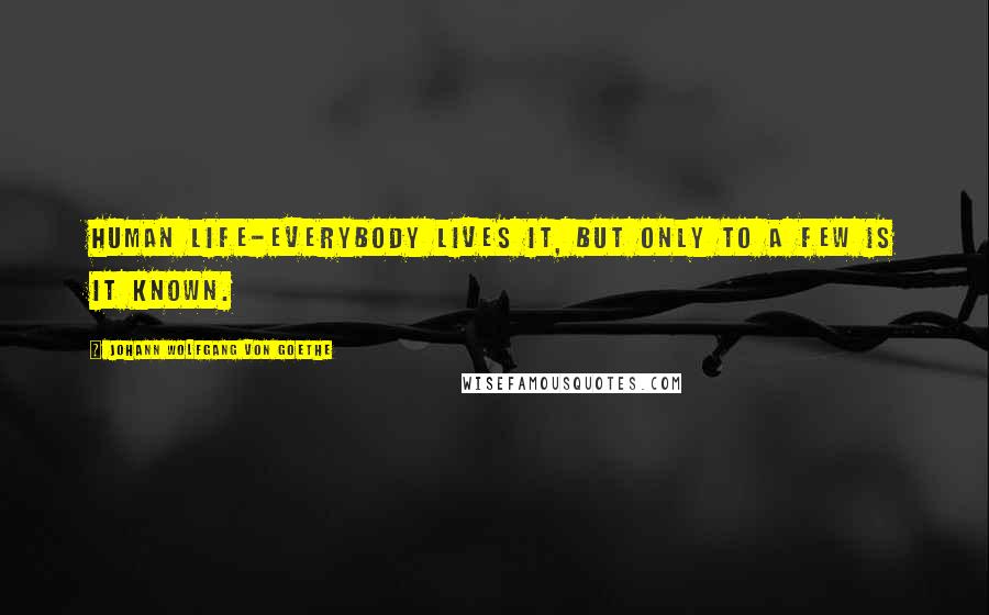 Johann Wolfgang Von Goethe Quotes: Human life-everybody lives it, but only to a few is it known.