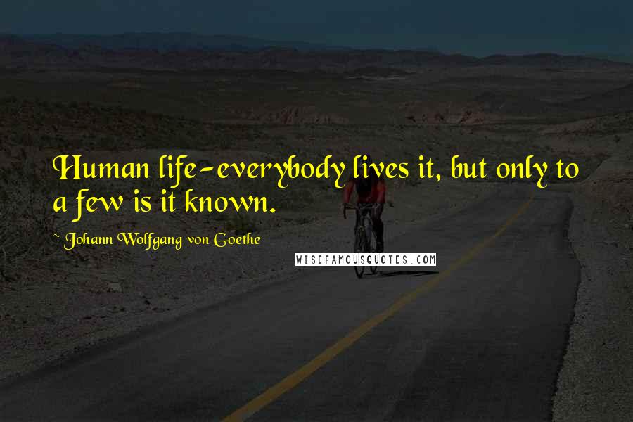 Johann Wolfgang Von Goethe Quotes: Human life-everybody lives it, but only to a few is it known.