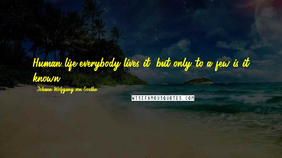 Johann Wolfgang Von Goethe Quotes: Human life-everybody lives it, but only to a few is it known.