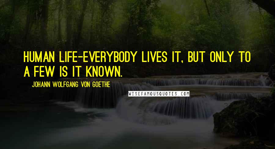 Johann Wolfgang Von Goethe Quotes: Human life-everybody lives it, but only to a few is it known.