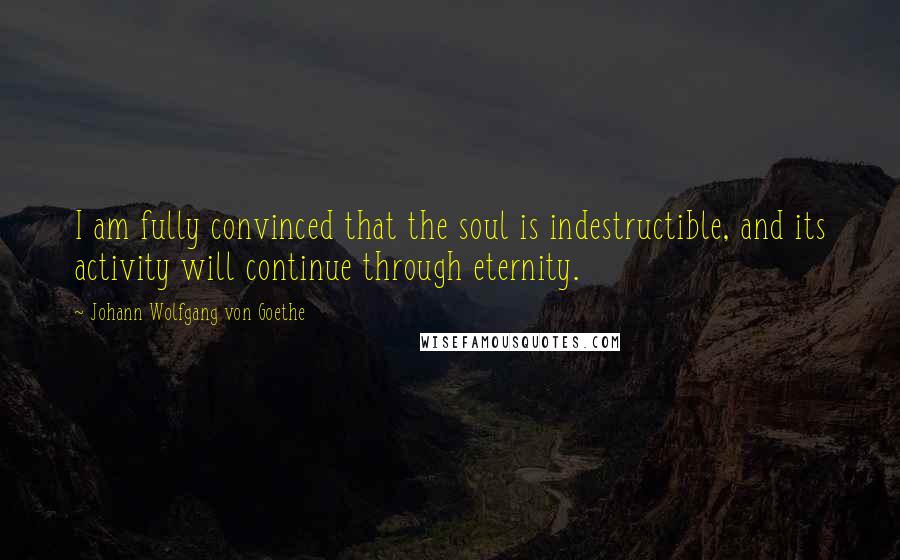 Johann Wolfgang Von Goethe Quotes: I am fully convinced that the soul is indestructible, and its activity will continue through eternity.