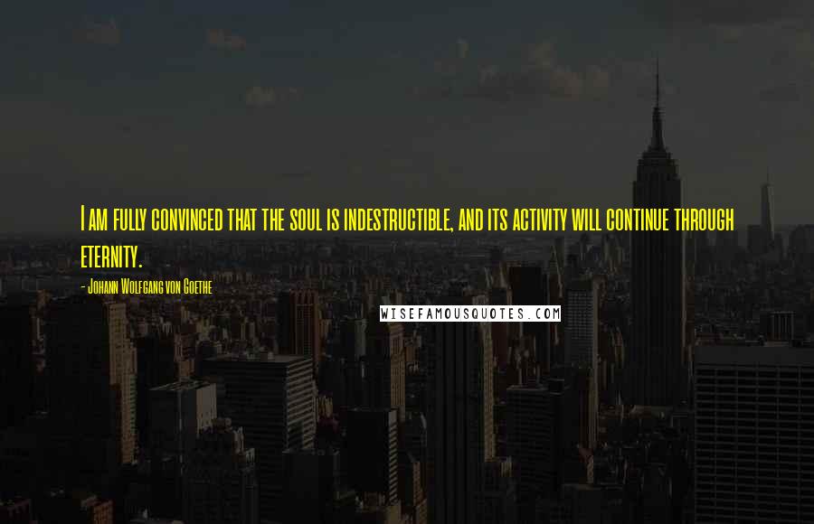 Johann Wolfgang Von Goethe Quotes: I am fully convinced that the soul is indestructible, and its activity will continue through eternity.
