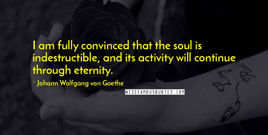 Johann Wolfgang Von Goethe Quotes: I am fully convinced that the soul is indestructible, and its activity will continue through eternity.