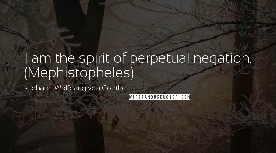 Johann Wolfgang Von Goethe Quotes: I am the spirit of perpetual negation. (Mephistopheles)