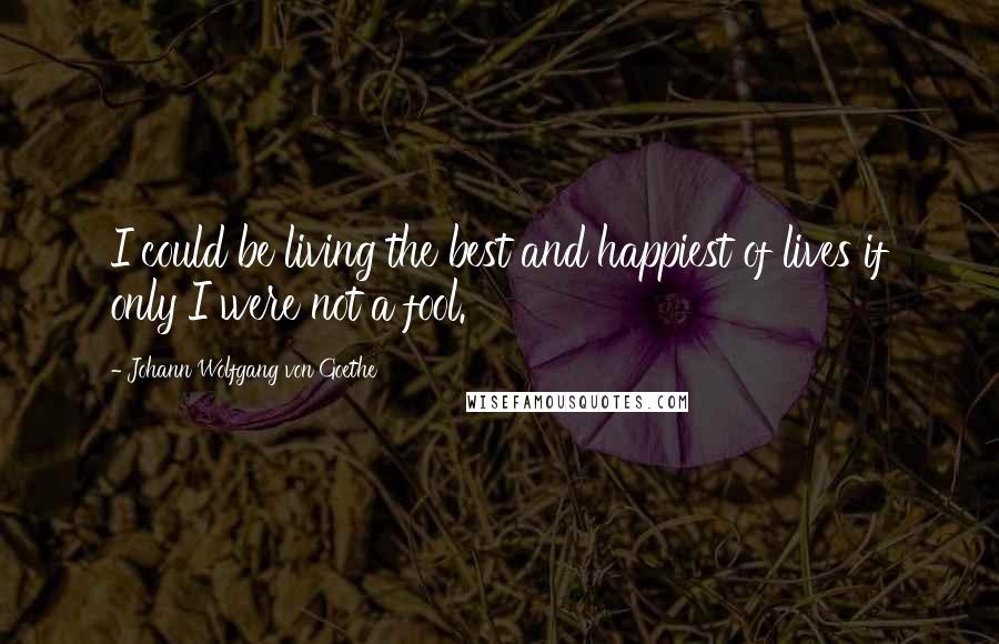 Johann Wolfgang Von Goethe Quotes: I could be living the best and happiest of lives if only I were not a fool.