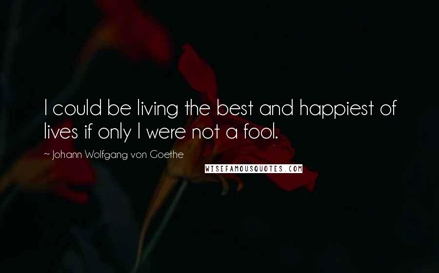 Johann Wolfgang Von Goethe Quotes: I could be living the best and happiest of lives if only I were not a fool.