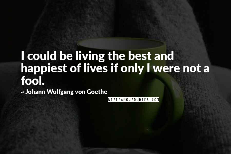 Johann Wolfgang Von Goethe Quotes: I could be living the best and happiest of lives if only I were not a fool.