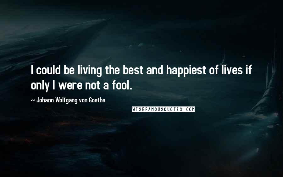 Johann Wolfgang Von Goethe Quotes: I could be living the best and happiest of lives if only I were not a fool.