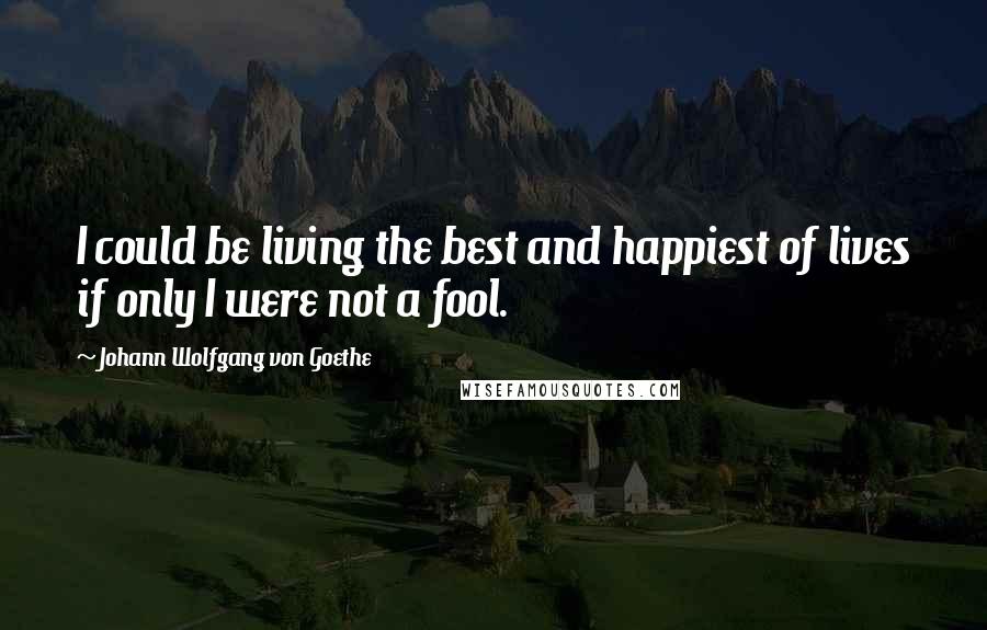 Johann Wolfgang Von Goethe Quotes: I could be living the best and happiest of lives if only I were not a fool.