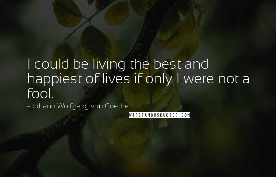 Johann Wolfgang Von Goethe Quotes: I could be living the best and happiest of lives if only I were not a fool.