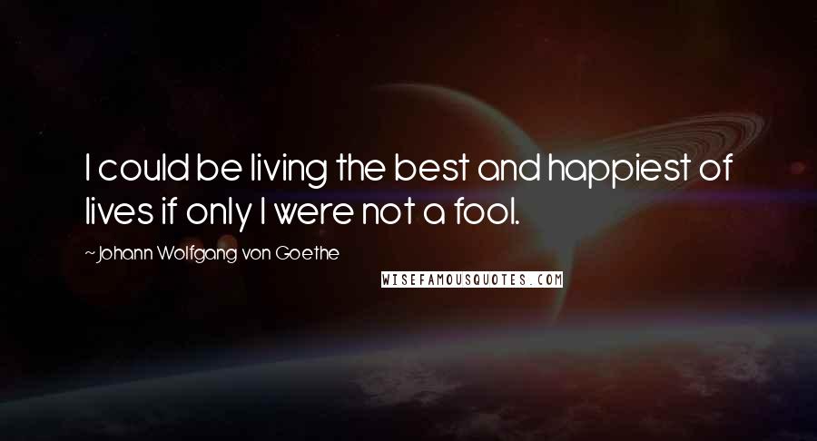 Johann Wolfgang Von Goethe Quotes: I could be living the best and happiest of lives if only I were not a fool.