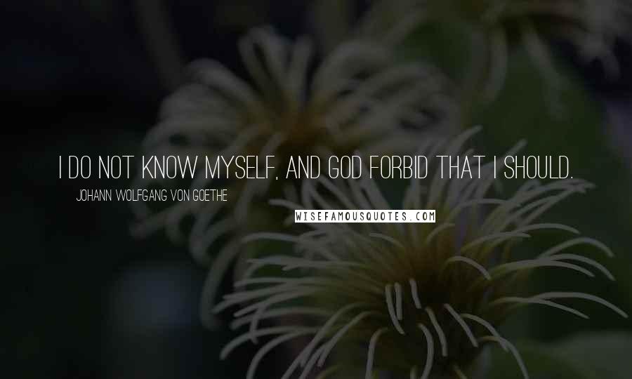 Johann Wolfgang Von Goethe Quotes: I do not know myself, and God forbid that I should.