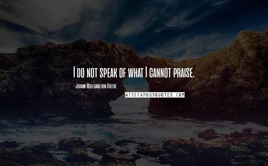 Johann Wolfgang Von Goethe Quotes: I do not speak of what I cannot praise.